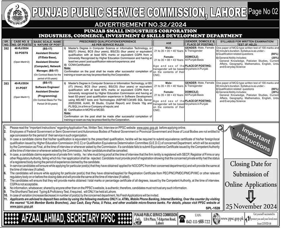 PPSC Jobs Advertisement No 322024