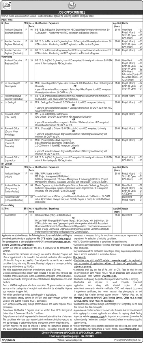 WAPDA Jobs in December 2024 Advertisement