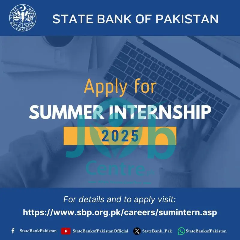 State Bank of Pakistan Summer Internship 2025 Advertisement