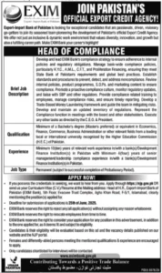 Advertisement of EXIM Bank of Pakistan Jobs 2025 Today