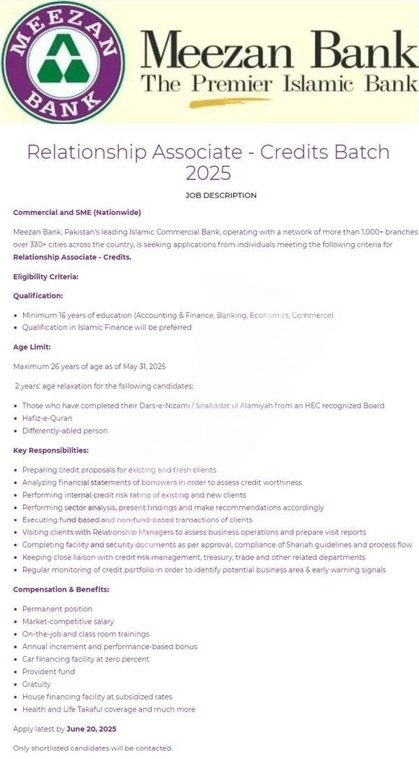 Meezan Bank Careers 2025 Today Advertisement