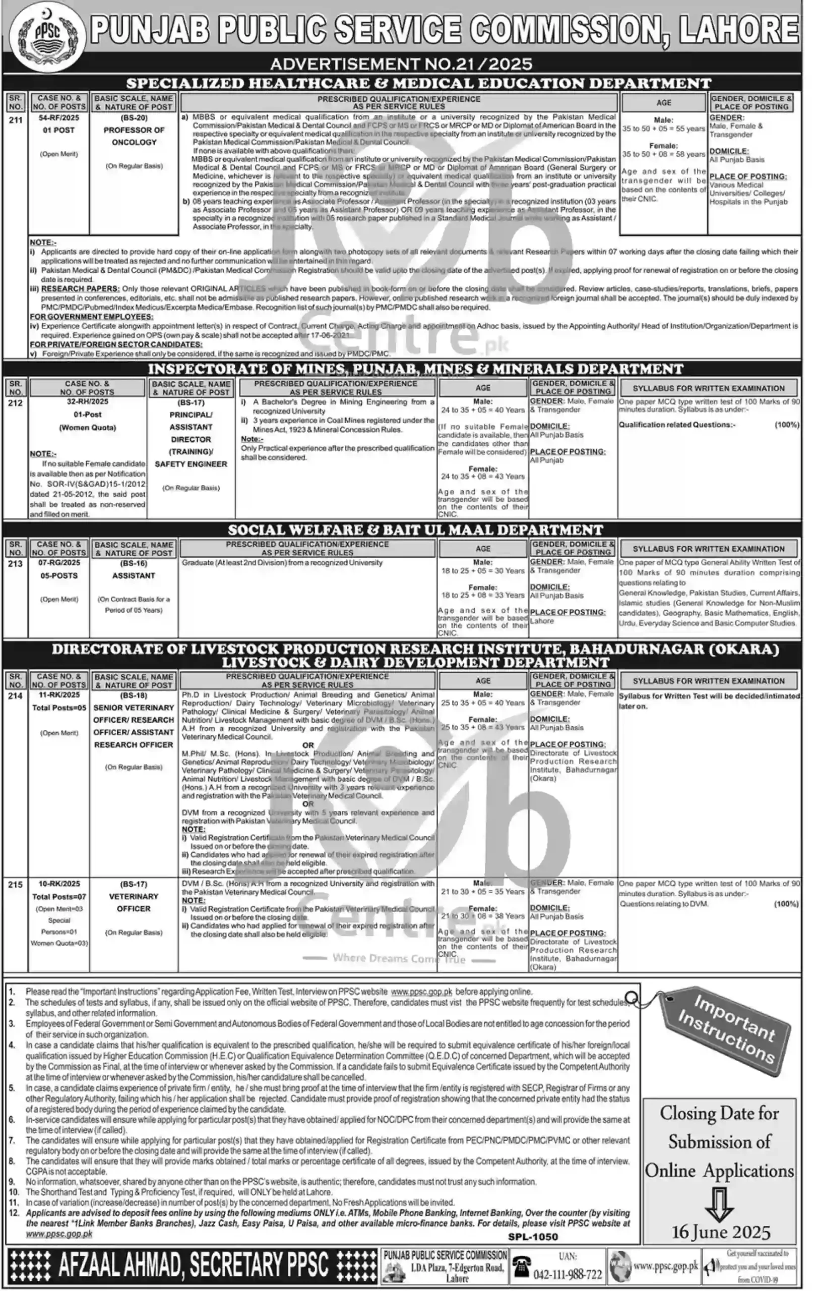 Latest PPSC Advertisements No 21 Jobs 