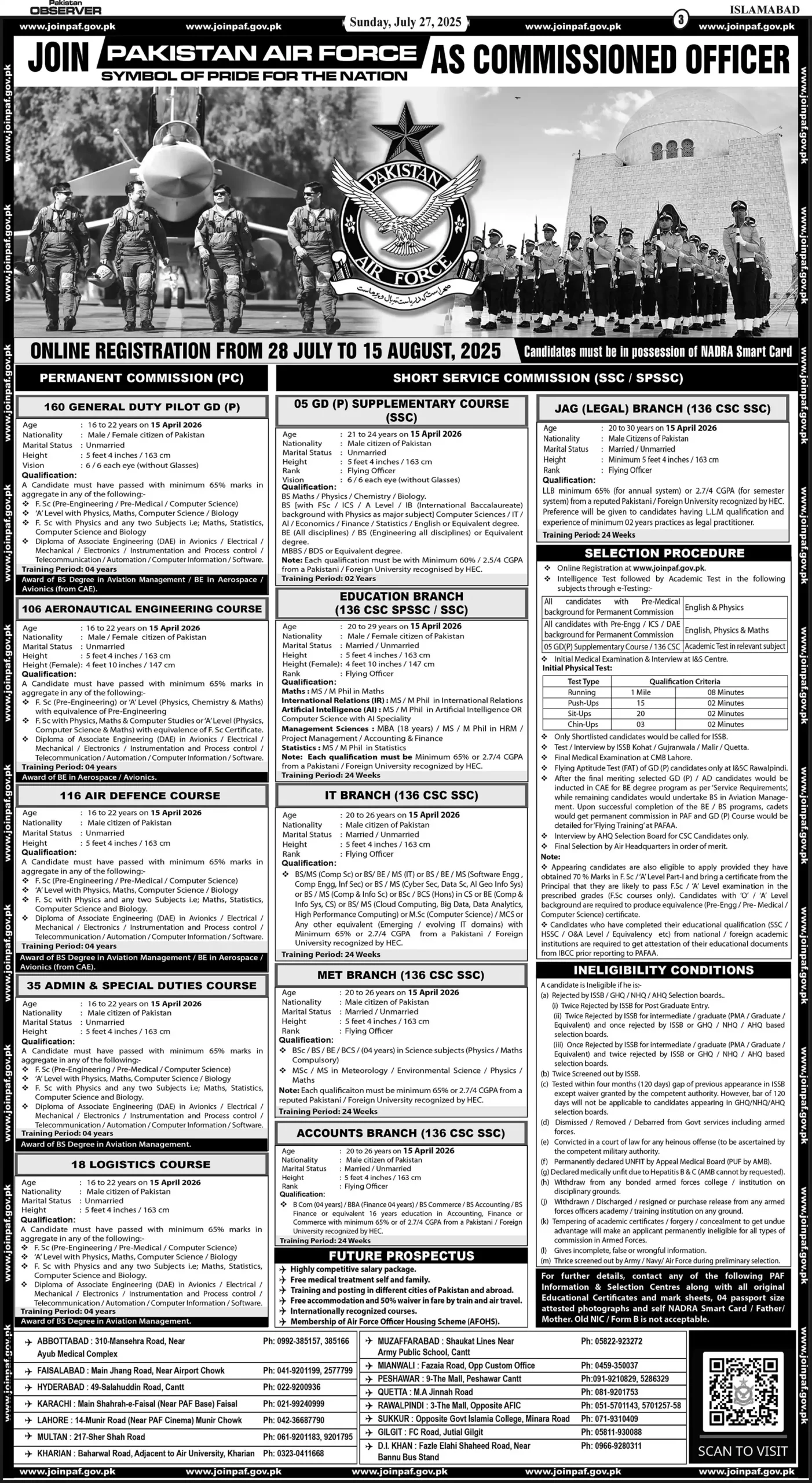 Join PAF as Commissioned Officer Jobs 2025 Advertisement