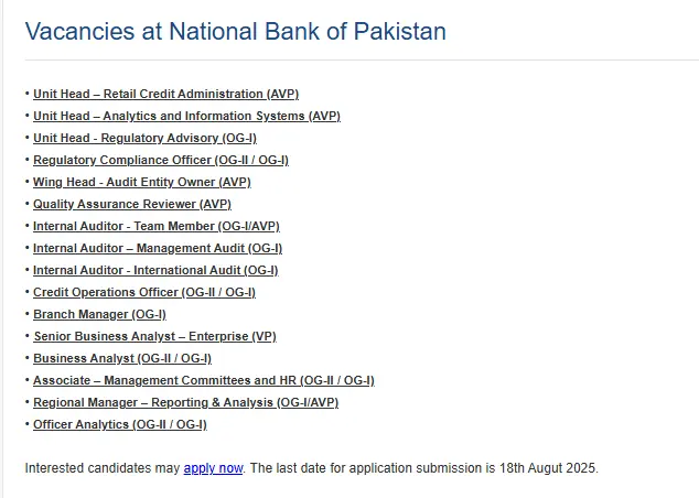 NBP Sidat Hyder Jobs 2025 Today Advertisement