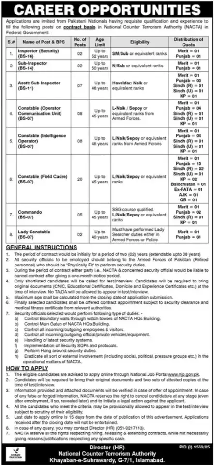 NACTA Jobs 2025 Advertisement