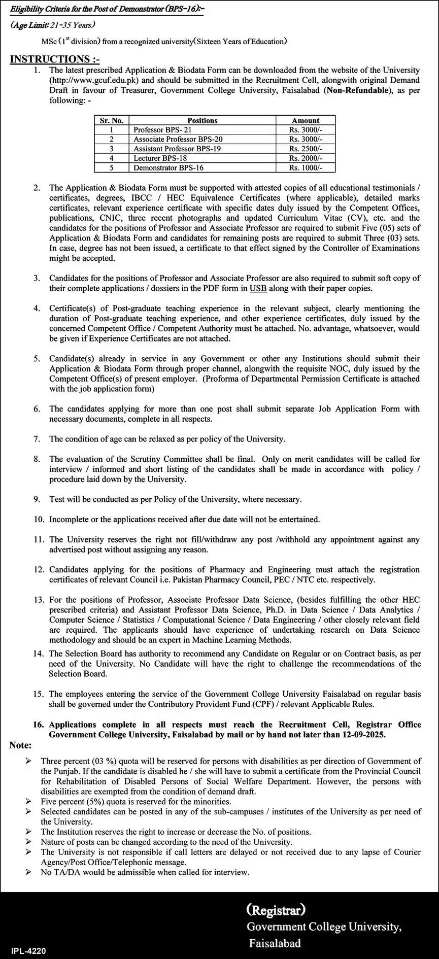 GCU Jobs 2025 Advertisement