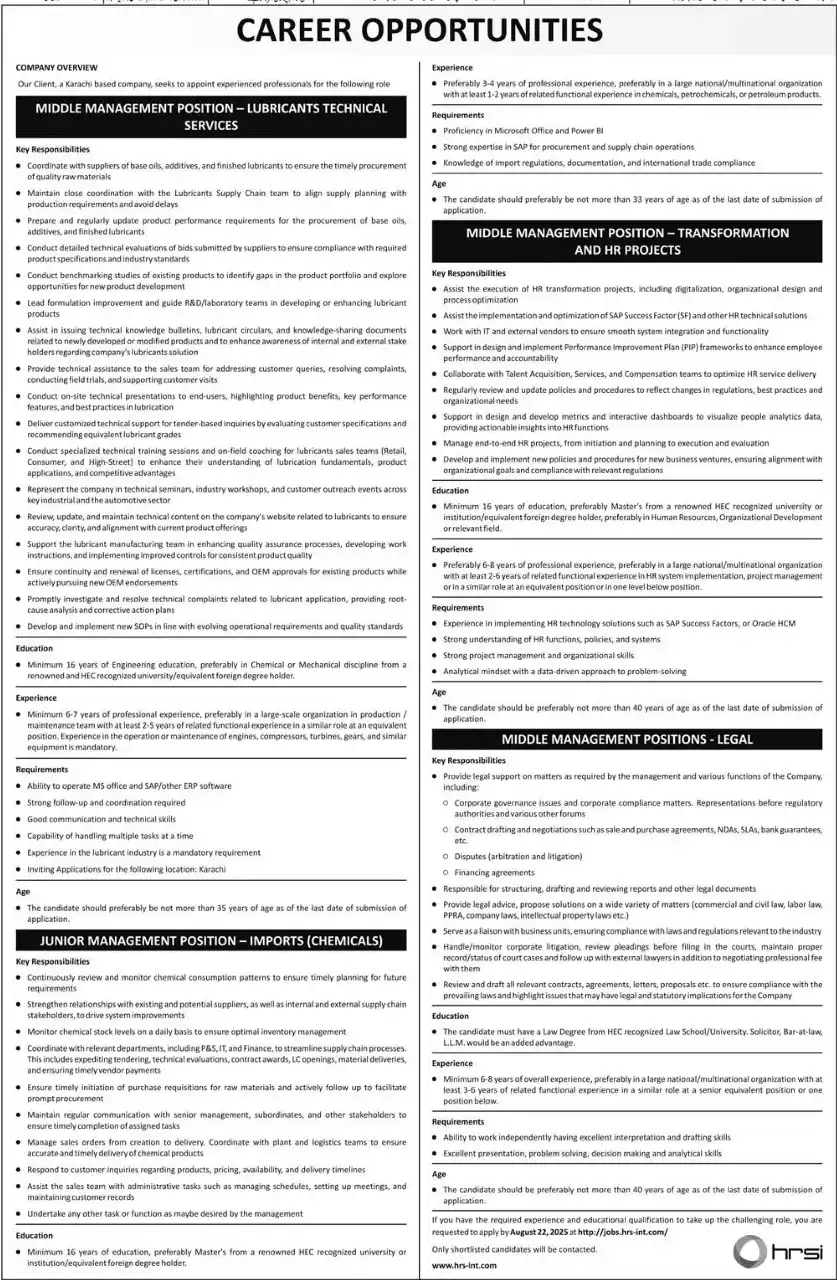 HRSI Jobs 2025 Advertisement