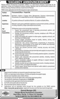 Pakistan Mineral Development Corporation Jobs 2025 Advertisement: