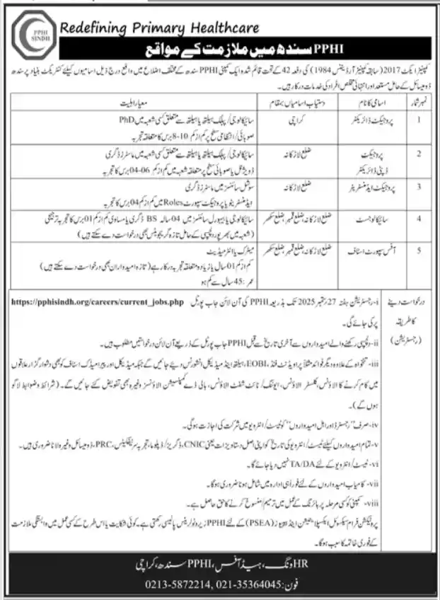 PPHI Jobs 2025 Today Advertisement