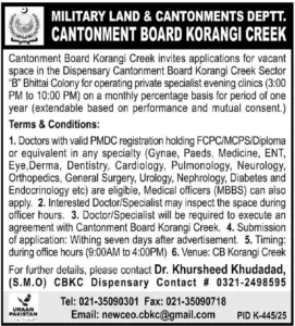 Military Lands And Cantonment Department Karachi Jobs 2025 Advertisement