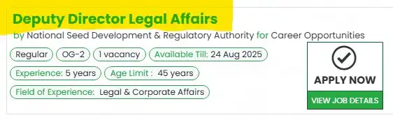 NSDRA Deputy Director Legal Affairs Jobs 2025 Advertisement