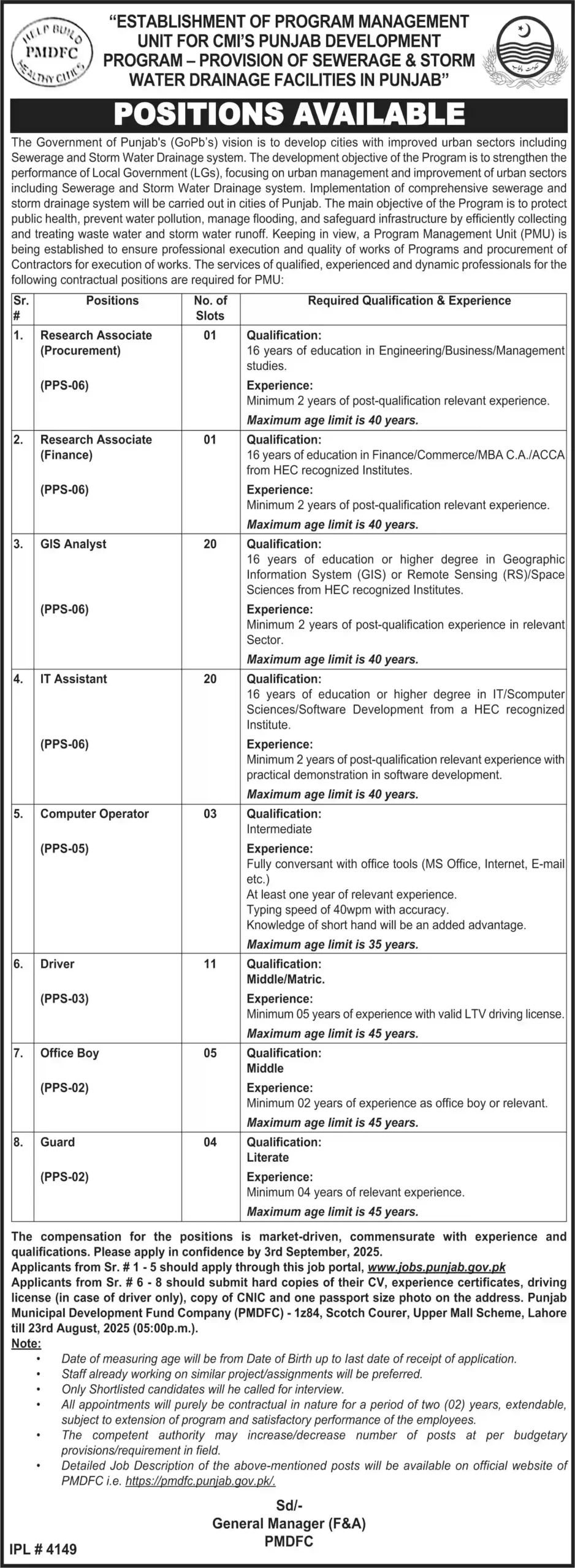 Punjab Municipal Development Fund Company Jobs 2025 Advertisement