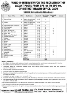 District Health Office Dadu Recruitment 2026 Advertisement